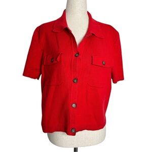 J. Crew Red Button-Up Top